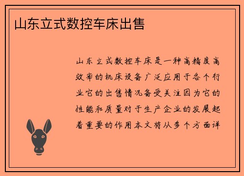 山东立式数控车床出售